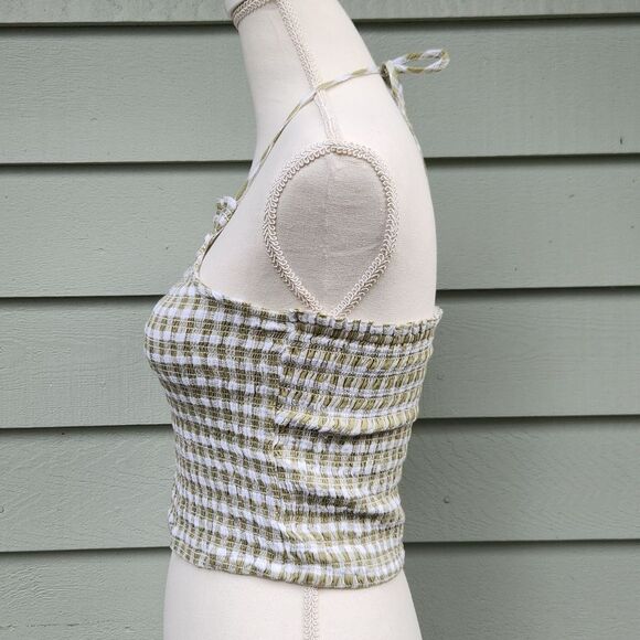 American Eagle Green Gingham Halter Top - Picture 4 of 6